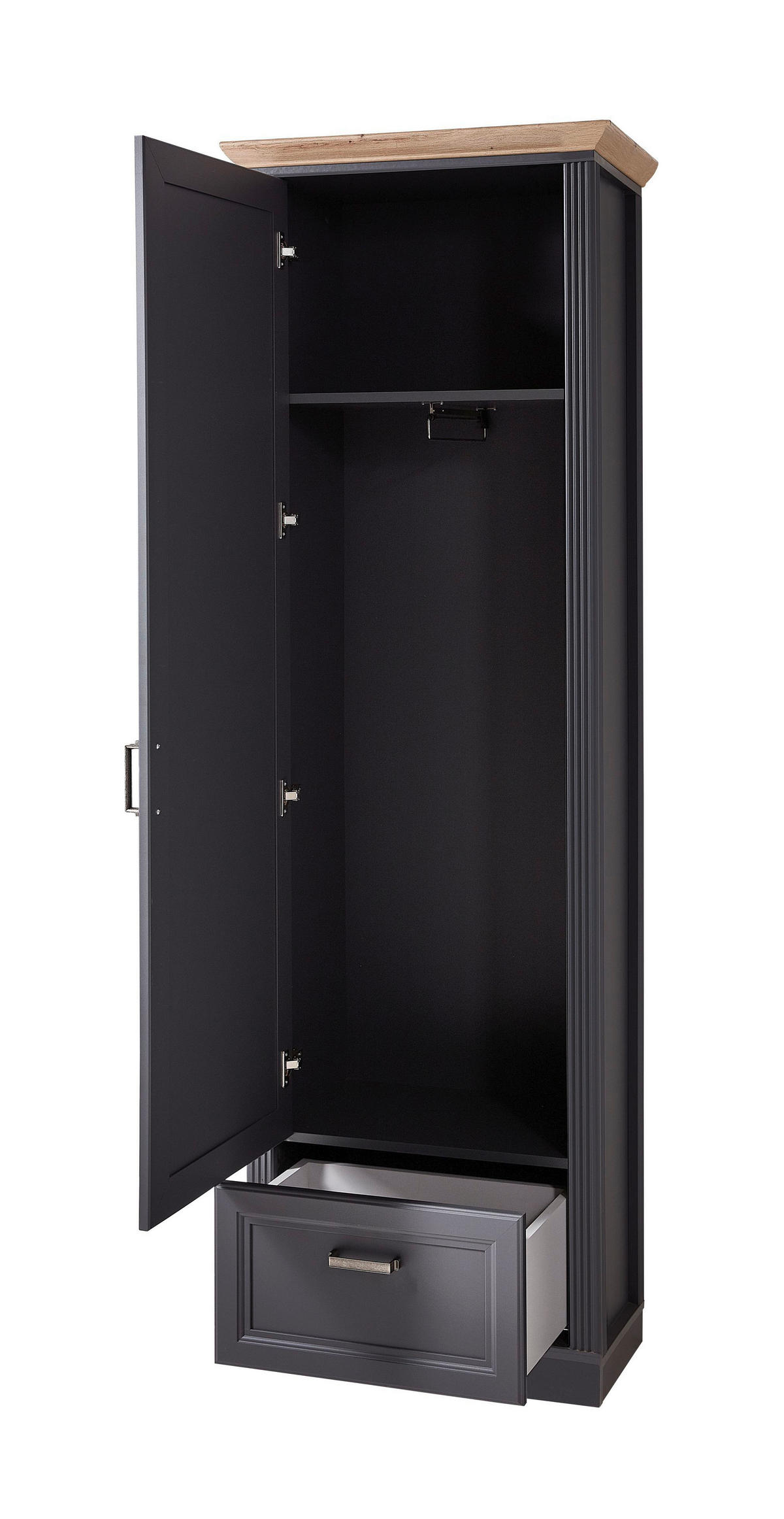 Dulap Pentru Hol 65/204/41 cm  - culoare lemn stejar/grafit, Romantik / Landhaus, sticlă/metal (65/204/41cm) - Landscape