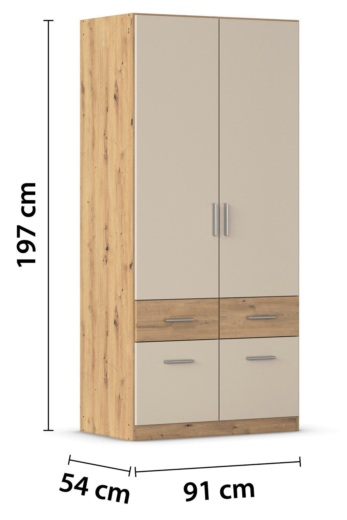 OMARA S KLASIČNIMI VRATI,  - barve aluminija, Konvencionalno, umetna masa/leseni material (91/197/54cm) - Carryhome