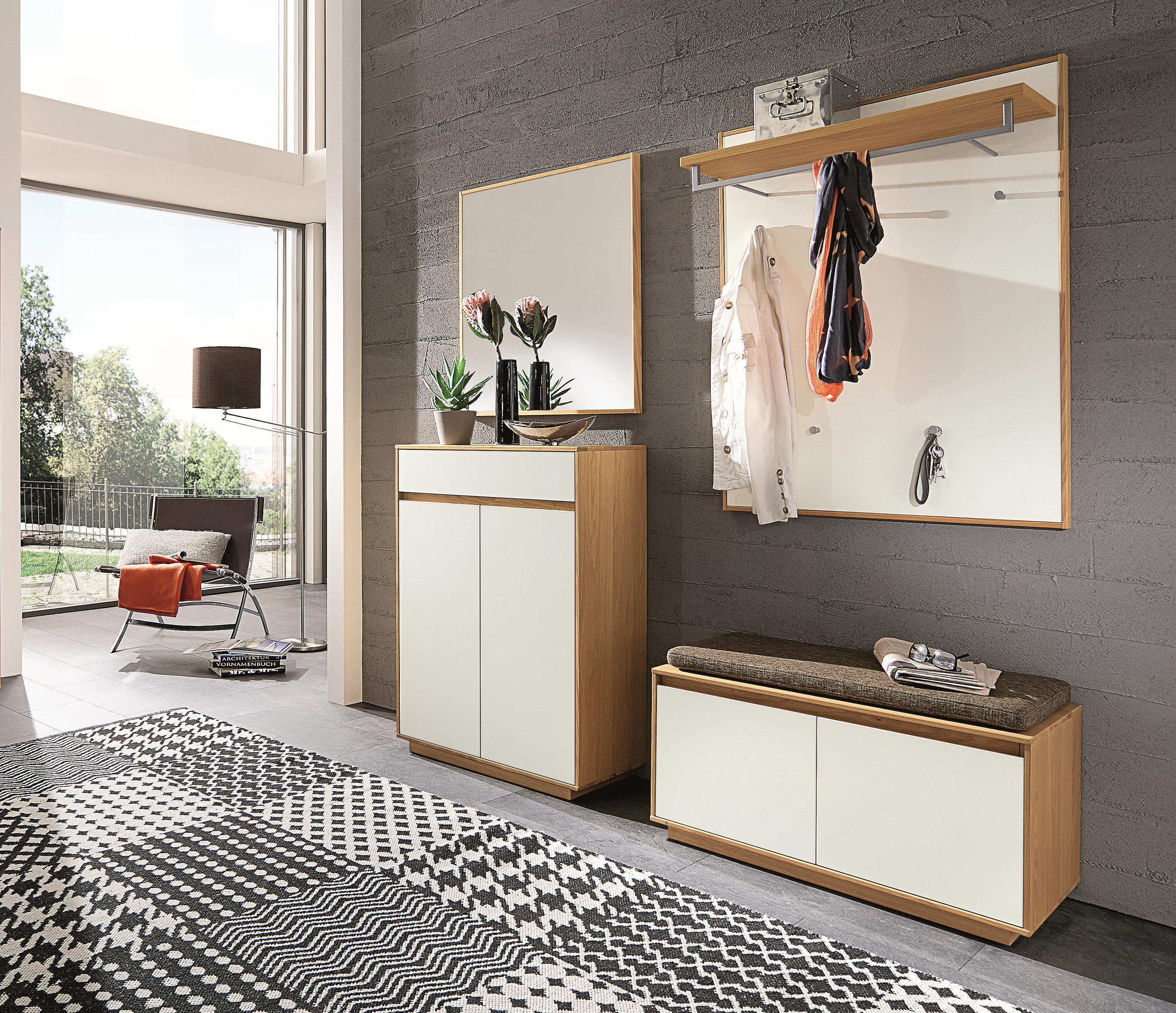 SCHUHSCHRANK Eiche teilmassiv Weiß, Eiche Bianco - Eiche Bianco/Weiß, Design, Holz/Holzwerkstoff (72/103/37cm)