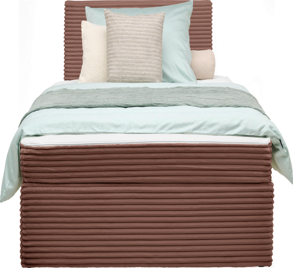 BOXBETT 100/200 cm,  in Altrosa, H3 = fest  - Altrosa/Schwarz, MODERN, Holz/Textil (100/200cm) - MID.YOU