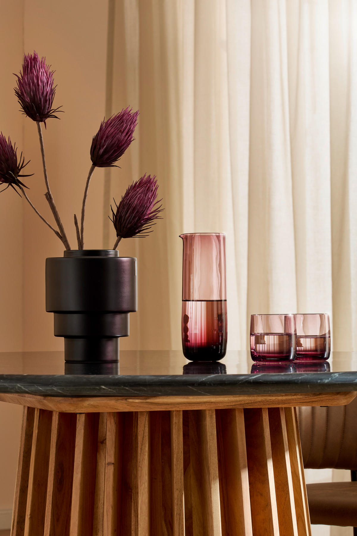 ESSTISCH in Holz, Stein 120/120/76 cm  - Schwarz/Akaziefarben, MODERN, Holz/Stein (120/120/76cm) - Livetastic