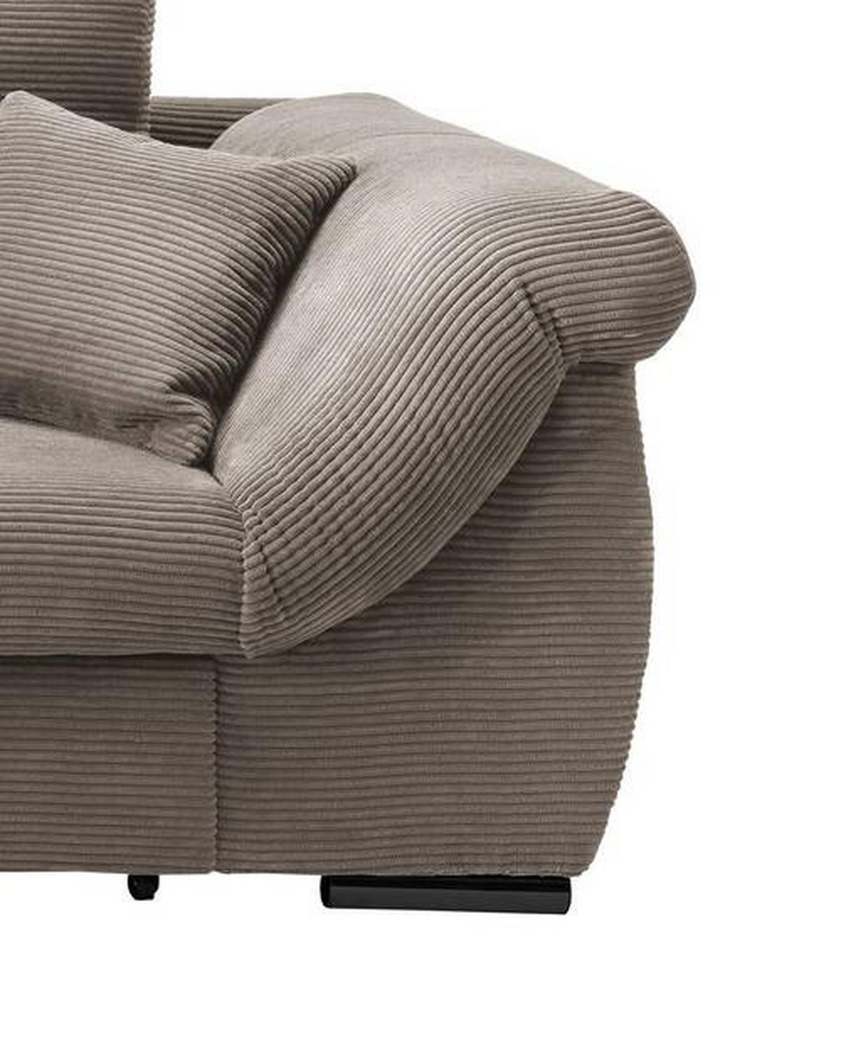 ECKSOFA Graubraun Cord  - Graubraun/Schwarz, MODERN, Holz/Textil (188/302cm) - MID.YOU