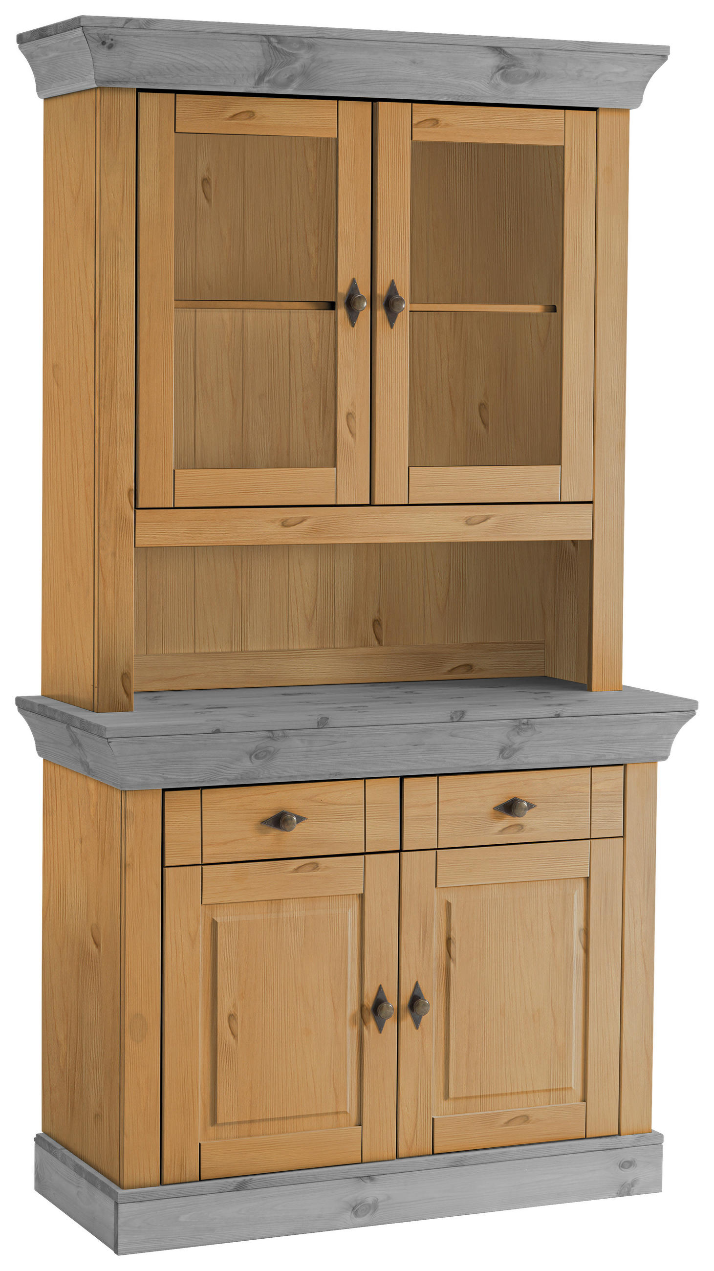 BUFFET 108/197/45 cm in Grau, Laugenfarbig - Laugenfarbig/Grau, ROMANTIK / LANDHAUS, Glas/Holz (108/197/45cm) - Boxxx