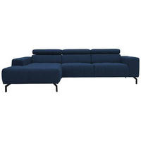 ECKSOFA Dunkelblau Webstoff  - Schwarz/Dunkelblau, Design, Textil/Metall (175/292cm) - MID.YOU