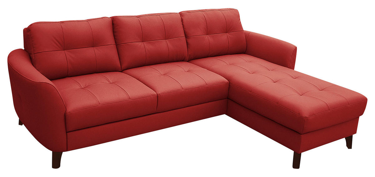 ECKSOFA in Lederlook Echtleder Rot  - Buchefarben/Rot, Design, Leder/Holz (238/168cm) - Livetastic