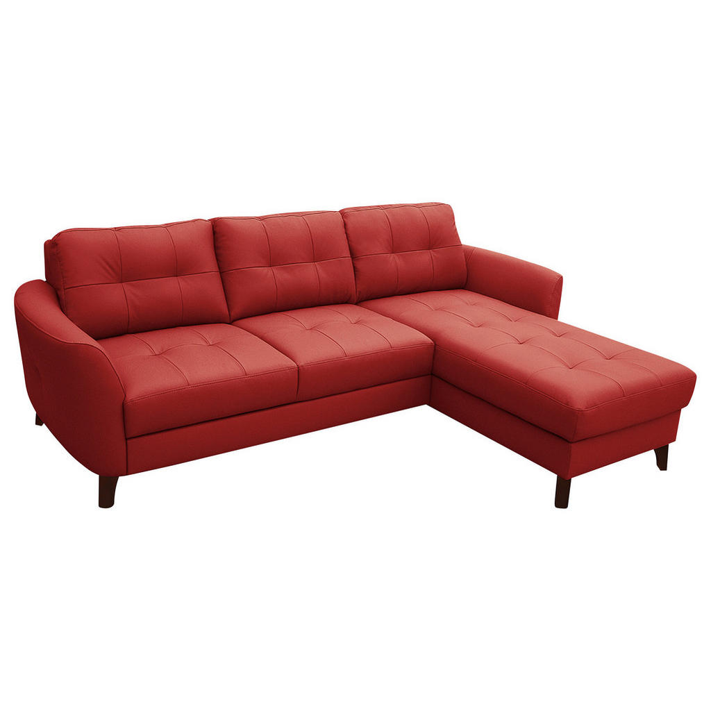 Thumbnail - Livetastic Ecksofa, Rot, Textil, Leder, Echtleder, Rindleder, Buche, 3-Sitzer, Ottomane rechts, L-Form, 238x168 cm, Made...