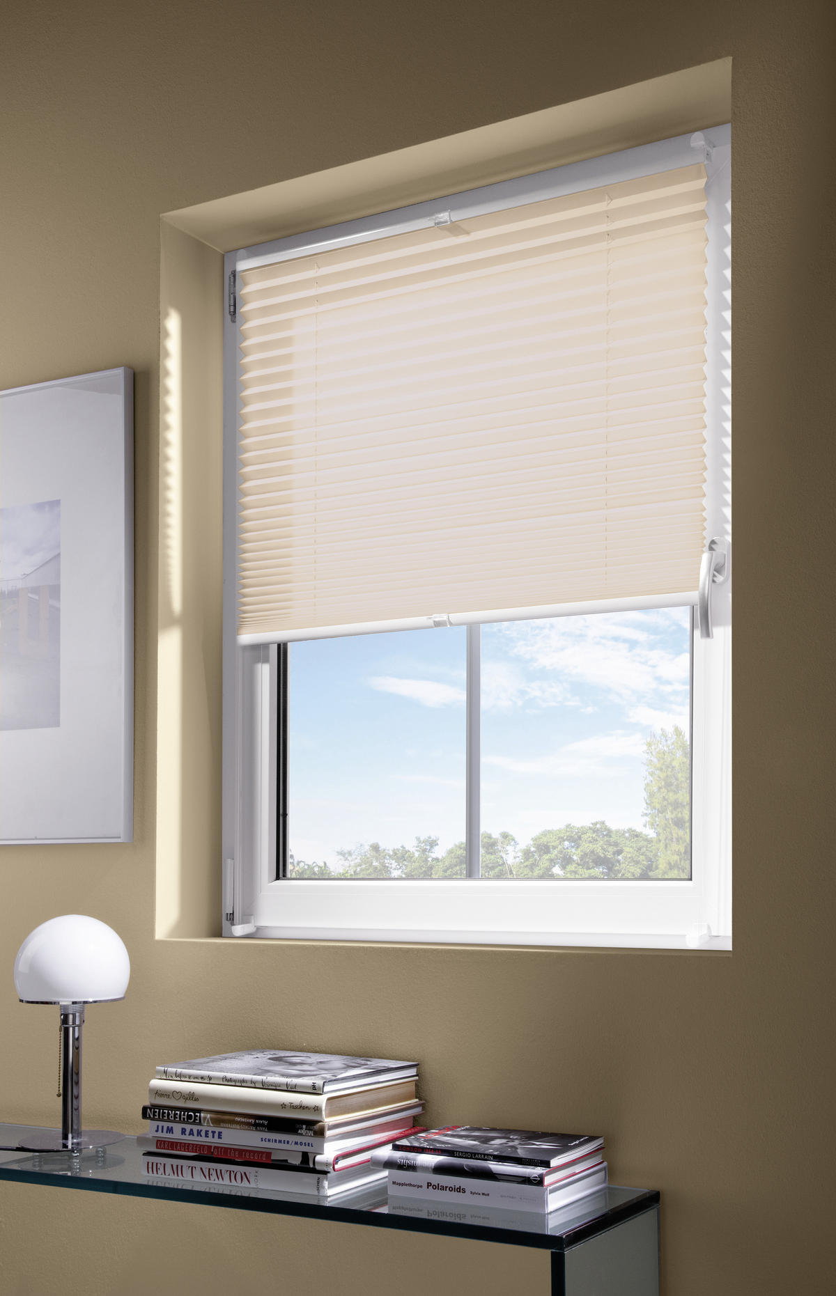 PLISSEE  halbtransparent  60/130 cm    - Sandfarben, Basics, Textil (60/130cm)