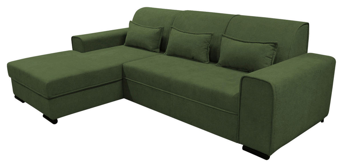 ECKSOFA Grün Struktur, Bouclé  - Schwarz/Grün, Design, Kunststoff/Textil (175/270cm) - MID.YOU