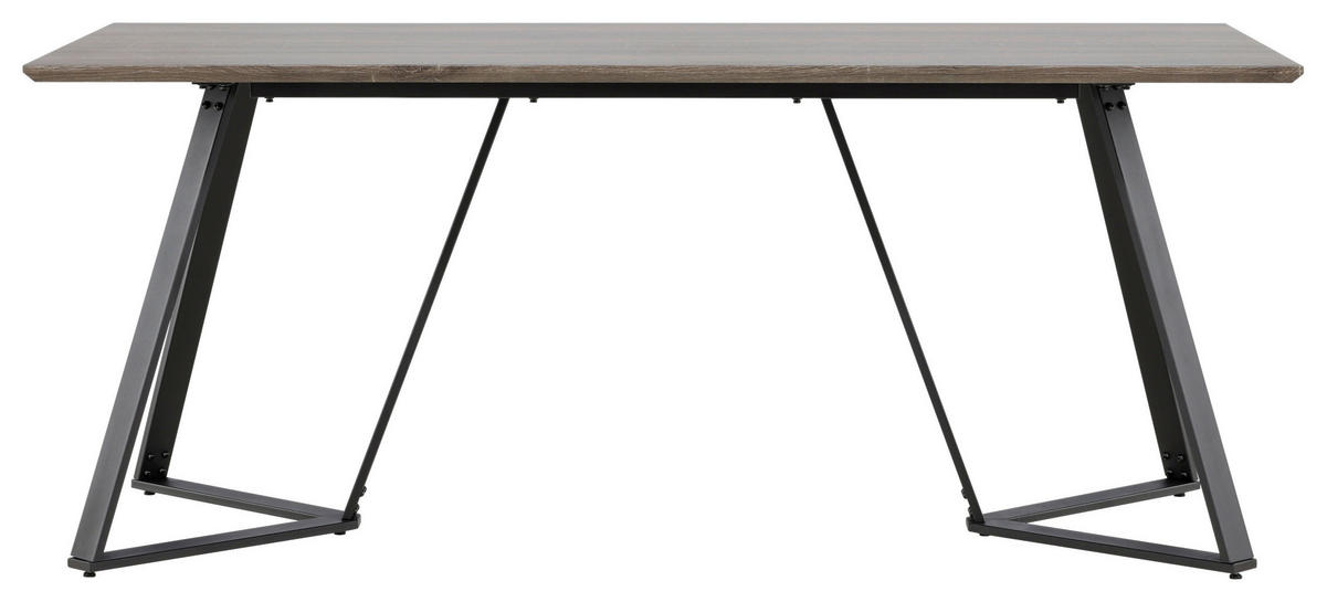 ESSTISCH furniert rechteckig Grau, Schwarz  - Schwarz/Grau, Design, Holzwerkstoff/Metall (180/90/75cm) - Livetastic