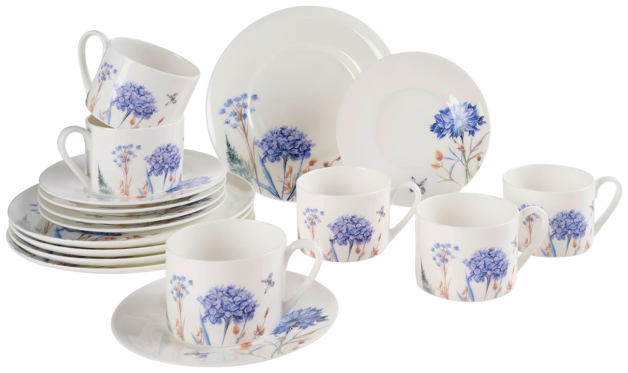 KAFFEESERVICE Fiore 18-teilig  - Multicolor, Trend, Keramik - Novel