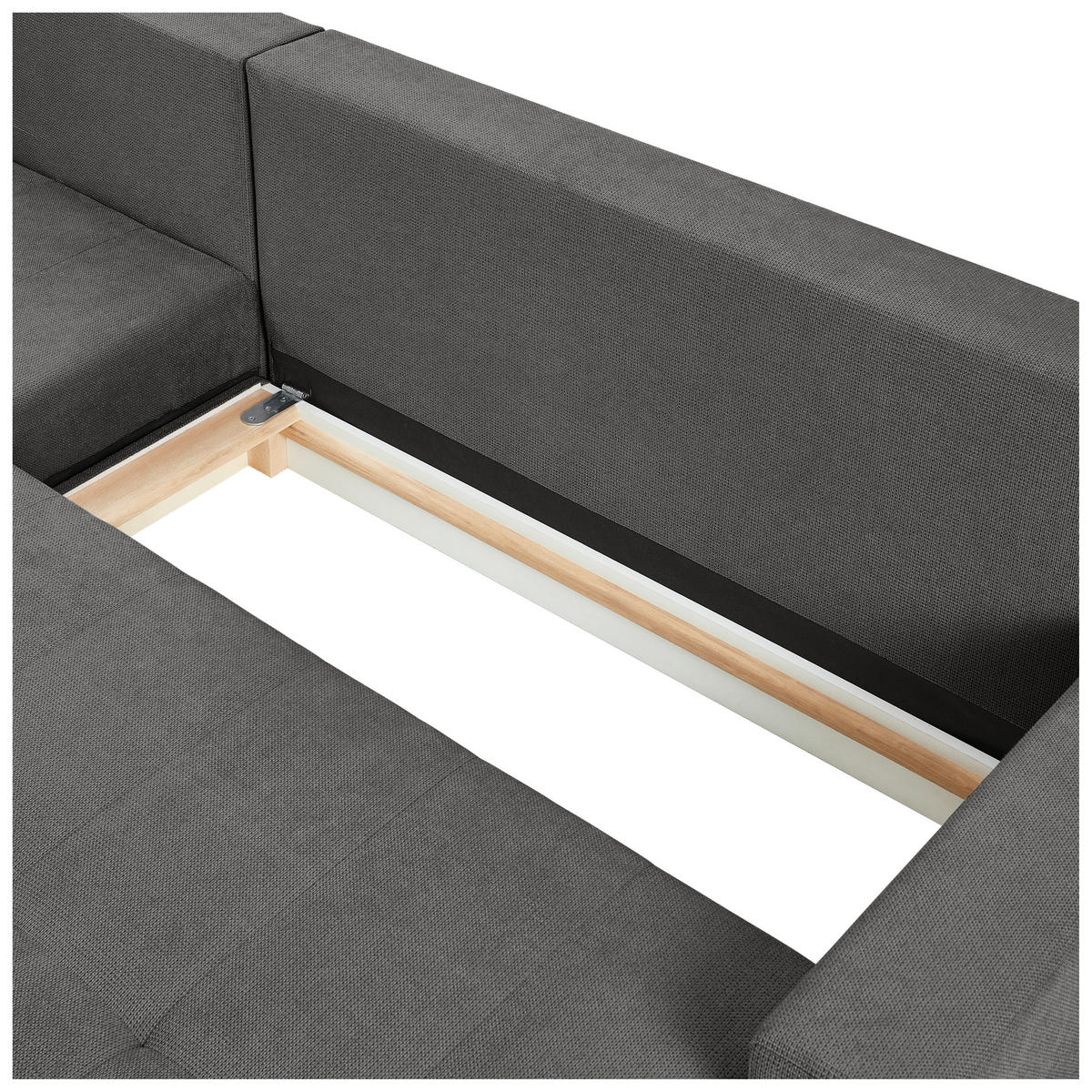ECKSOFA in Webstoff Dunkelgrau  - Dunkelgrau/Schwarz, Konventionell, Kunststoff/Textil (231/157cm) - P & B