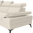 ECKSOFA Greige Flachgewebe Rücken echt, Kopfteilverstellung, Sitzvorzug  - Greige/Schwarz, MODERN, Textil/Metall (210/258cm) - Landscape