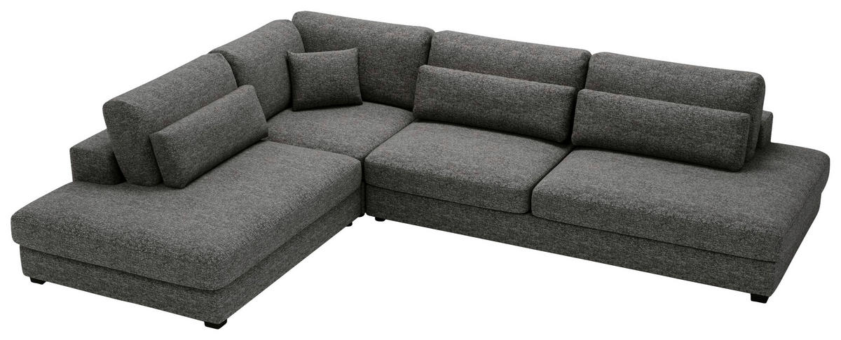 ECKSOFA Grau Plüsch, Bouclé  - Schwarz/Grau, Design, Kunststoff/Textil (244/332cm) - Livetastic