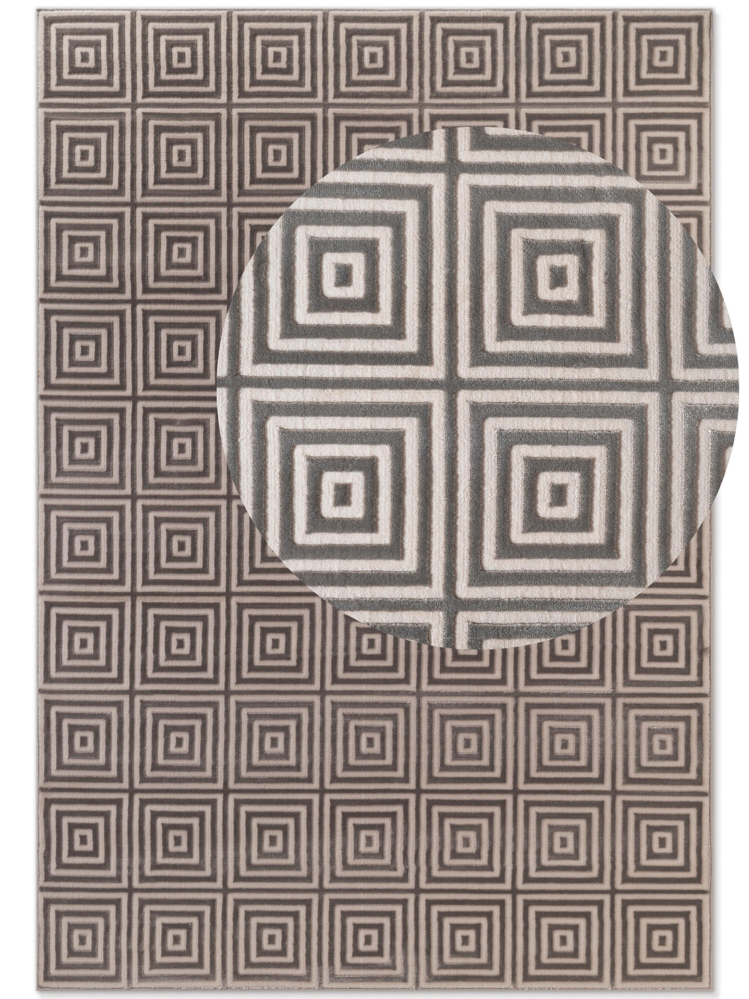 TEPPICH 120/170 cm Perles Grau, Weiß  - Weiß/Grau, Basics, Kunststoff (120/170cm) - Elle Decoration