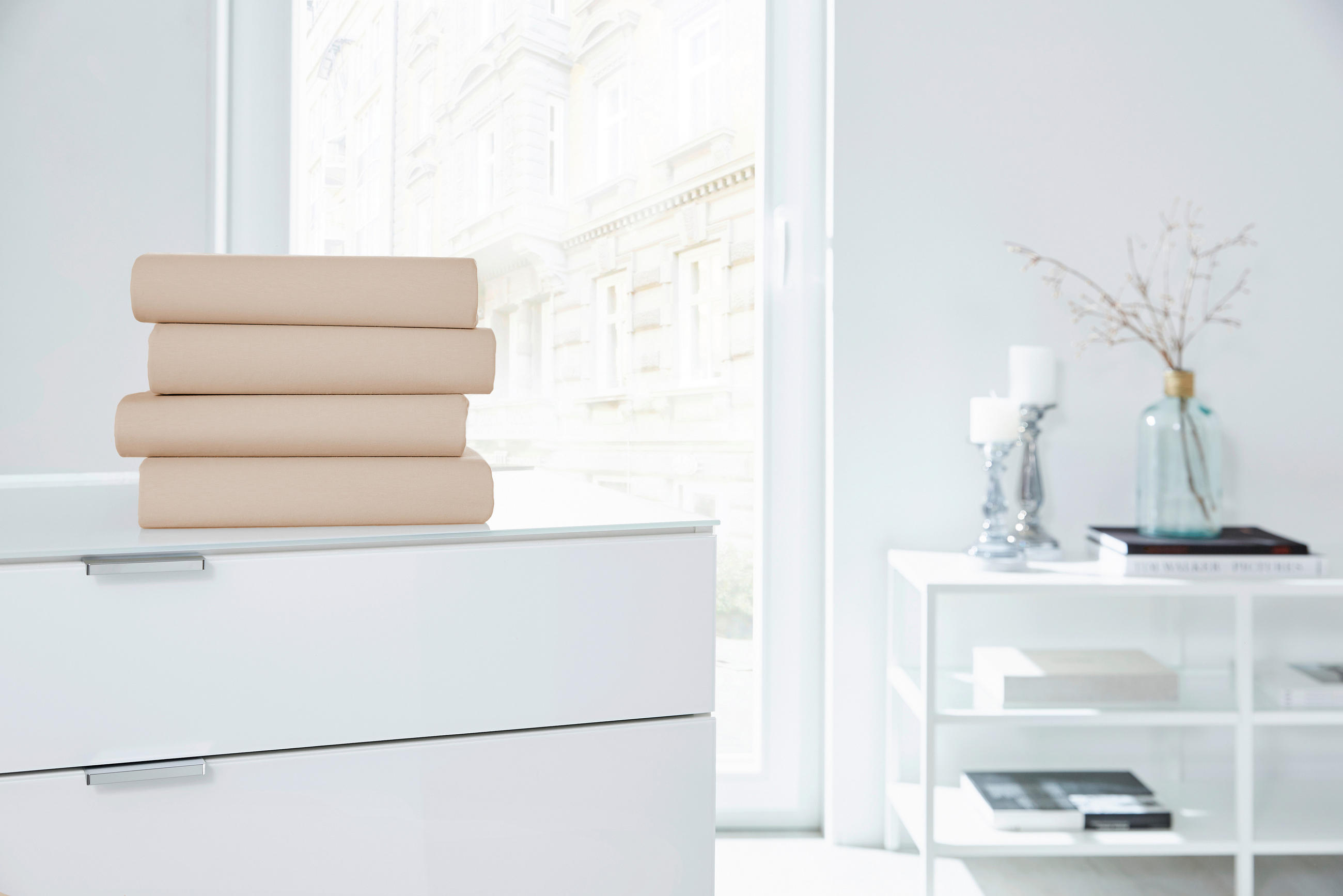 SPANNLEINTUCH 150/200 cm Jersey  - Beige, Basics, Textil (150/200cm)