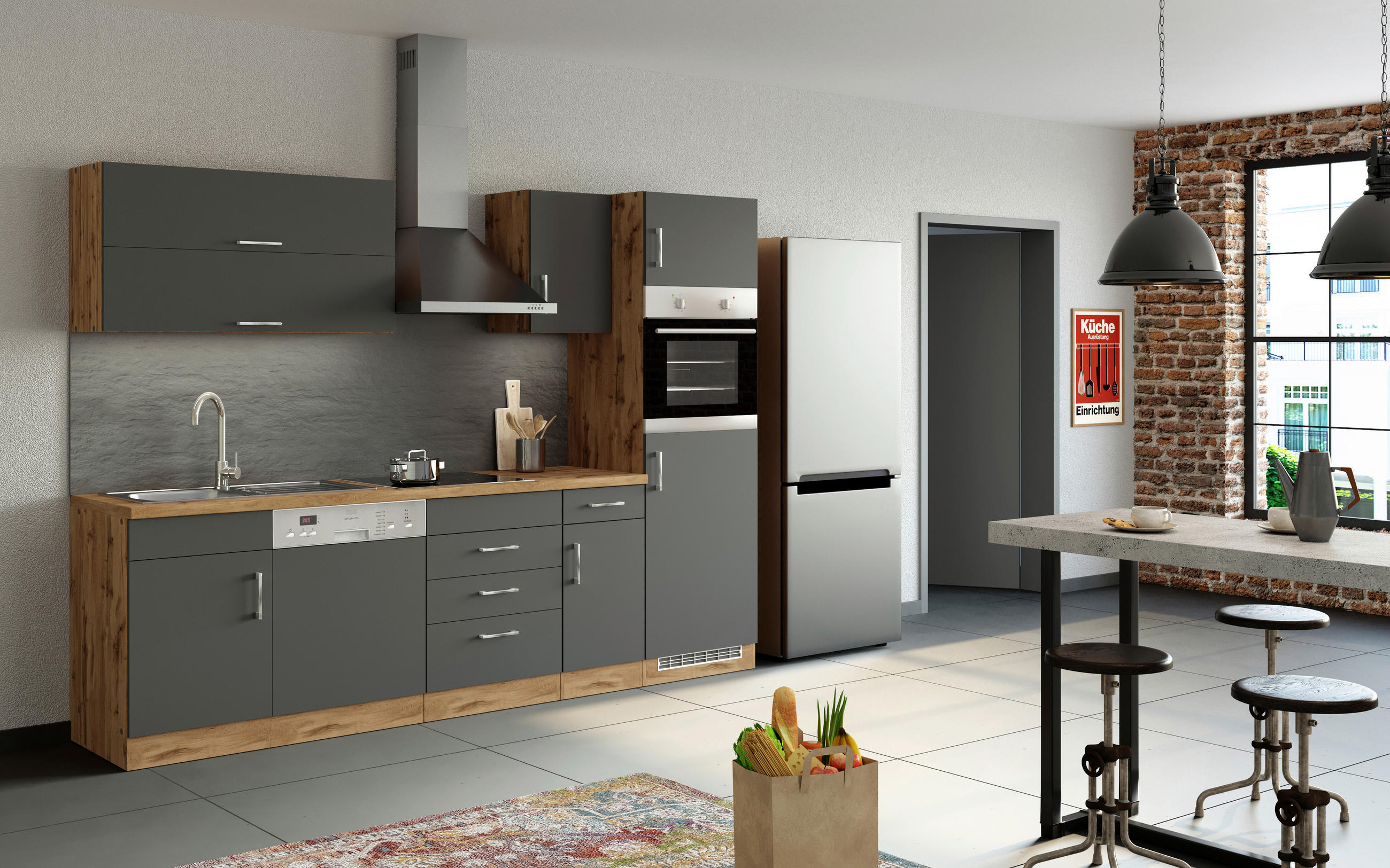 Küchenzeile Sorrento Ohne Geräte 270 Cm Anthrazit