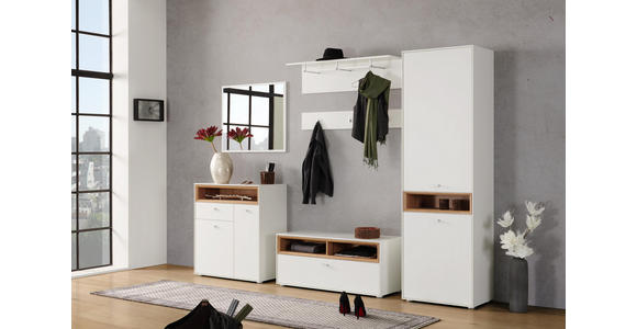 SCHUHSCHRANK 83/90/35 cm - Eichefarben/Silberfarben, Design, Holzwerkstoff/Kunststoff (83/90/35cm) - Hom`in