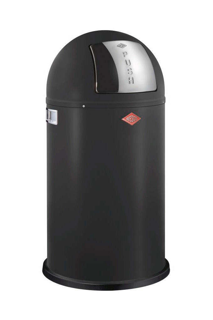 ABFALLSAMMLER PUSHBOY 50 L  - Edelstahlfarben/Schwarz, KONVENTIONELL, Kunststoff/Metall (40/75,5cm) - Wesco