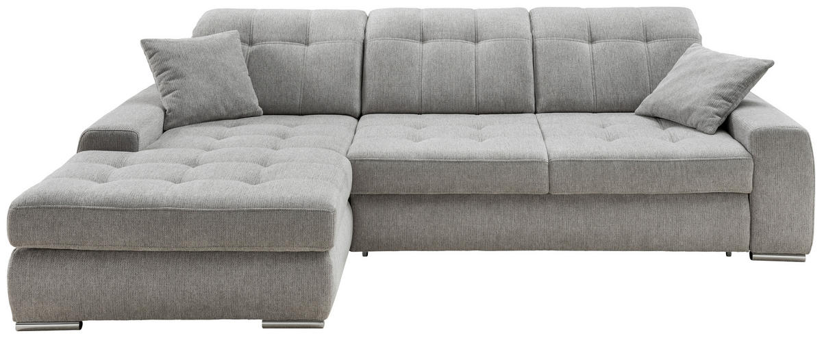 ECKSOFA FRIDO in Chenille Grau  - Chromfarben/Grau, KONVENTIONELL, Textil/Metall (186/283cm) - Livetastic