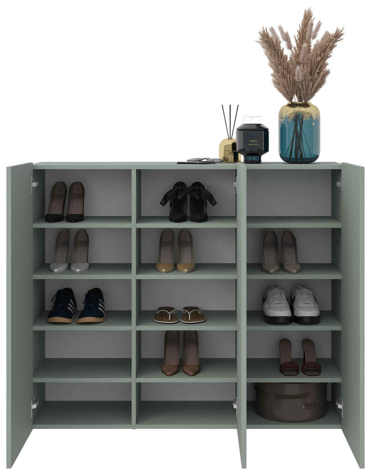 HÄNGESCHUHSCHRANK  in 120/100/34 cm  - vert, Design, matériau de bois (120/100/34cm) - Hom`in
