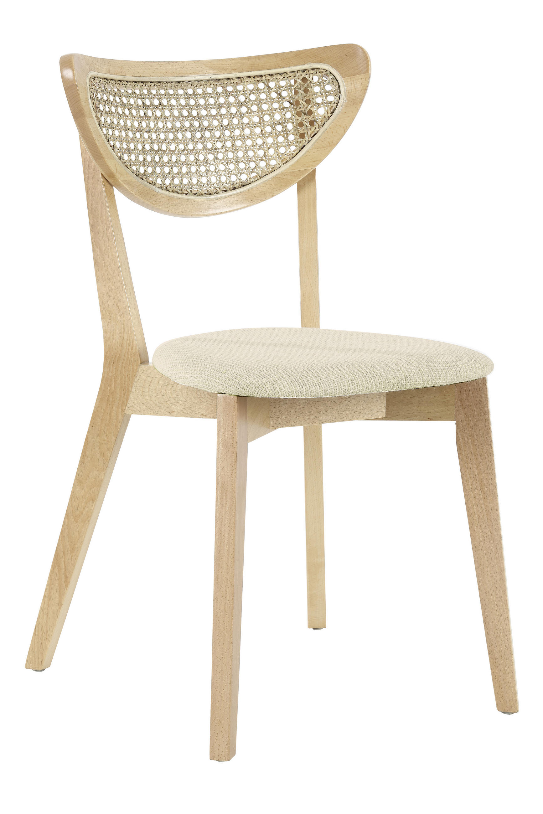 Stuhl in Holz, Textil Naturfarben, Weiß