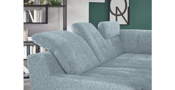 ECKSOFA in Chenille Pastellblau  - Pastellblau/Schwarz, KONVENTIONELL, Textil/Metall (281/200cm) - Carryhome