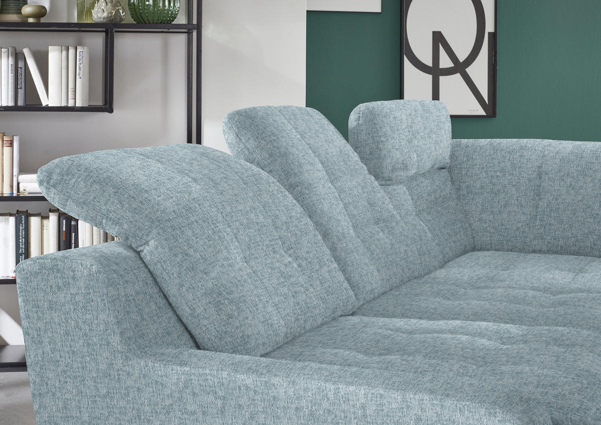 HÖRNSOFFA i chenille pastellblå  - svart/pastellblå, Klassisk, metall/textil (281/200cm) - MID.YOU
