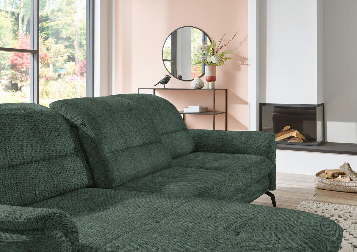 ECKSOFA in Flachgewebe Dunkelgrün  - Dunkelgrün/Schwarz, Konventionell, Textil/Metall (181/260cm) - Beldomo Speed