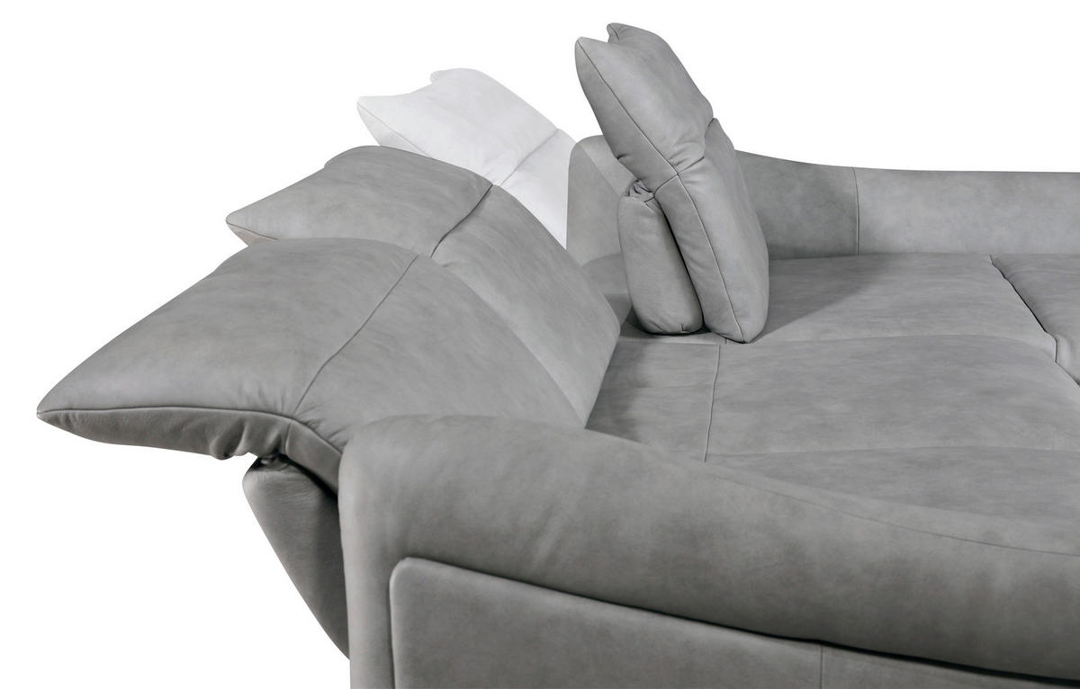 SEDEŽNA GARNITURA, pravo usnje siva  - siva/antracit, Design, kovina/usnje (285/203cm) - Himolla