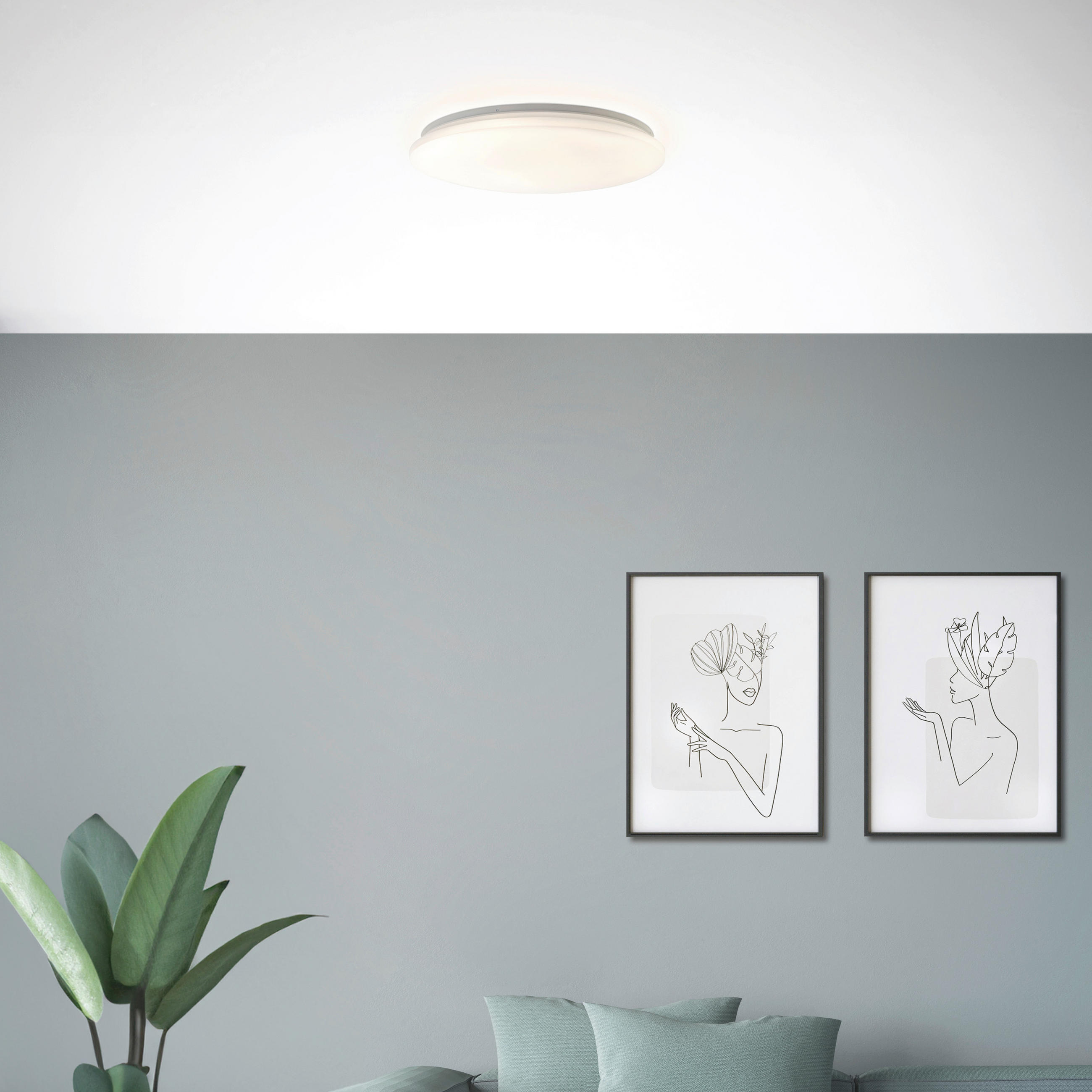 LED-DECKENLEUCHTE Tribola 49/7 cm   - Weiß, Basics, Kunststoff/Metall (49/7cm) - Brilliant