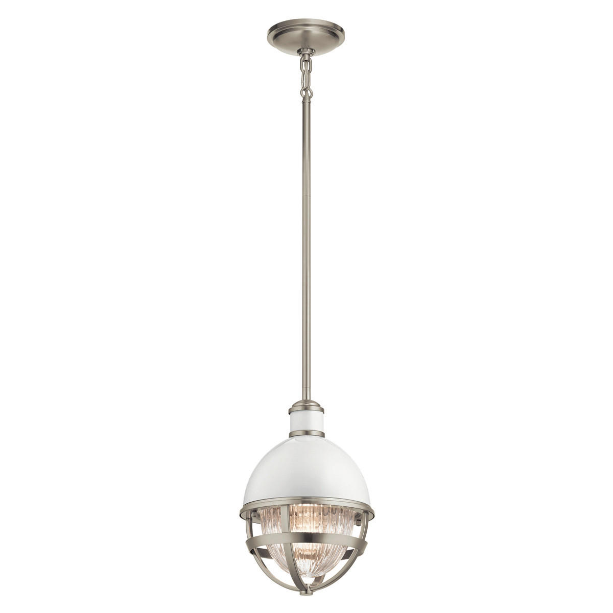 HÄNGELEUCHTE 20.4/44.5 cm  - Weiß/Nickelfarben, Design, Glas/Metall (20.4/44.5cm) - Elstead Lighting