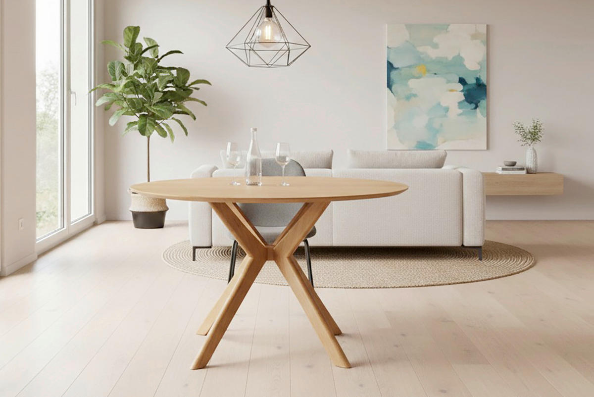 ESSTISCH 115/115/75,5 cm Echtholz  Holz in verschiedenen Holzdekoren erhältlich rund Eichefarben  - Eichefarben, KONVENTIONELL, Holz (115/115/75,5cm) - MID.YOU