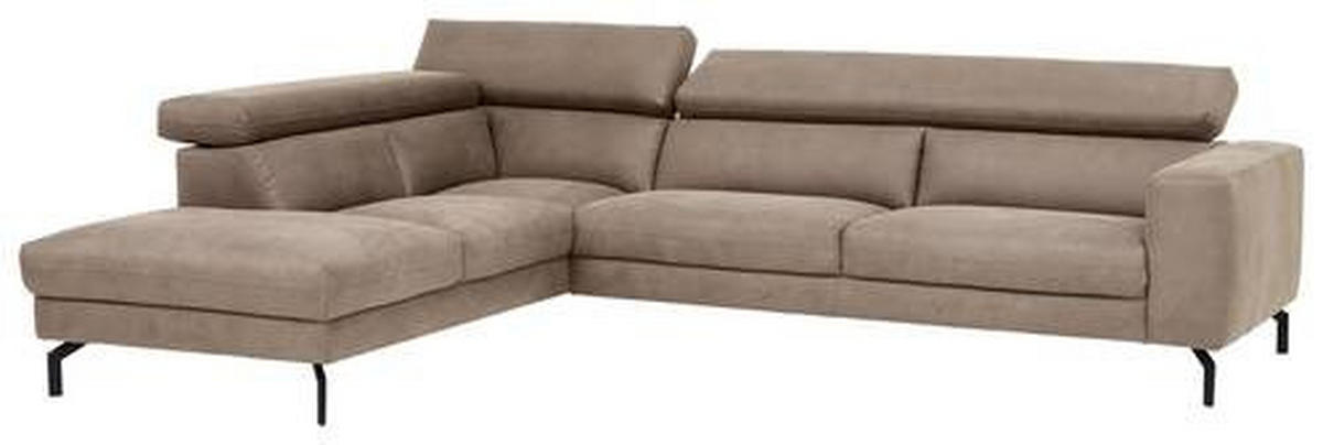 ECKSOFA in Mikrofaser Beige  - Beige/Schwarz, Modern, Textil/Metall (233/305cm) - Trendmanufaktur