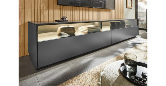 LOWBOARD Dunkelgrau  216/42/46 cm  - Dunkelgrau, Design, Glas/Holzwerkstoff (216/42/46cm) - Belluti