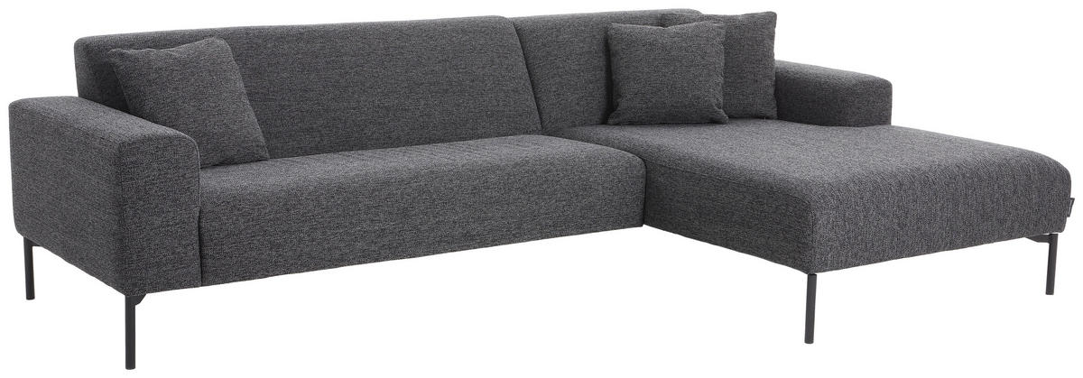 ECKSOFA in Flachgewebe Anthrazit  - Anthrazit/Schwarz, Design, Textil/Metall (264/168cm) - Johann Jakob