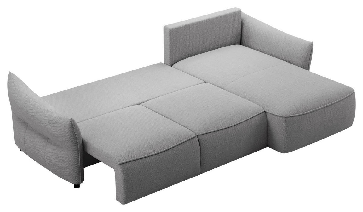 ECKSOFA Grau Webstoff Rückenkissen, Bettkasten, Schlaffunktion, Rücken echt, Liegefläche im Originalstoff  - Schwarz/Grau, KONVENTIONELL, Kunststoff/Textil (306/179cm) - Milino