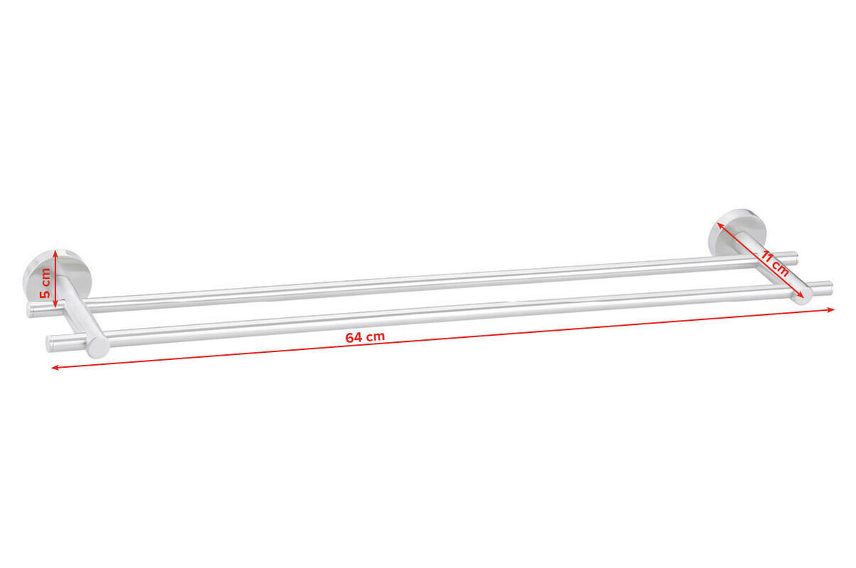 HANDTUCHHALTER Edelstahlfarben  - Edelstahlfarben, Basics, Metall (64/5/11cm) - Tesa