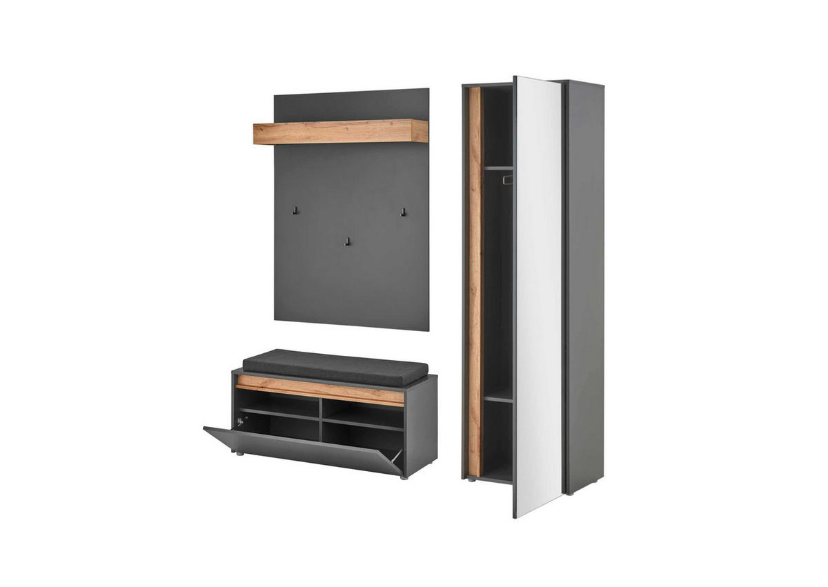 GARDEROBE 4-teilig  in 170/200/40 cm  - Anthrazit/Eiche Wotan, Design, Holzwerkstoff/Textil (170/200/40cm) - Modante