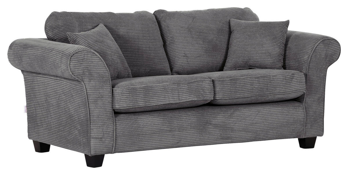 2-SITZER-SOFA in Cord Dunkelgrau  - Dunkelgrau/Dunkelbraun, Konventionell, Holz/Textil (190/70/90cm) - home24