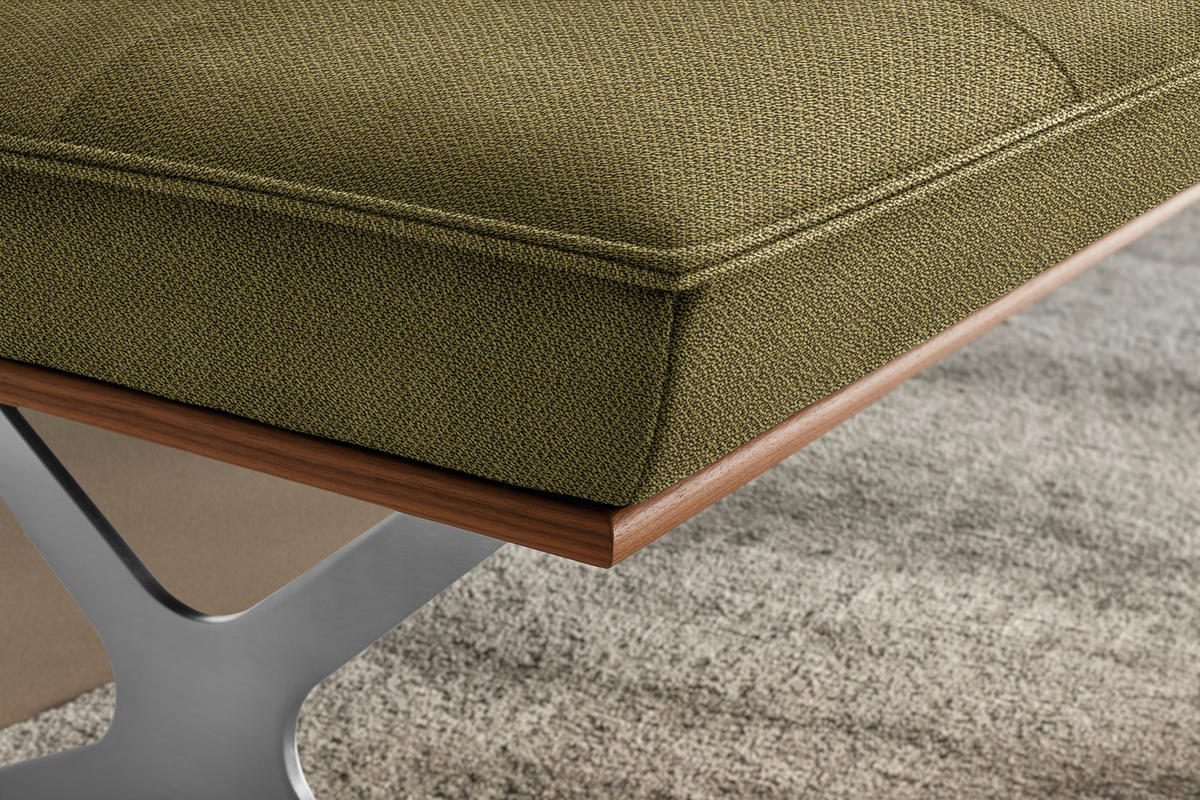 SITZBANK in Holz, Textil Grün, Nussbaumfarben, Nickelfarben  - Edelstahlfarben/Nussbaumfarben, Design, Holz/Textil (194/88/66cm) - Koinor