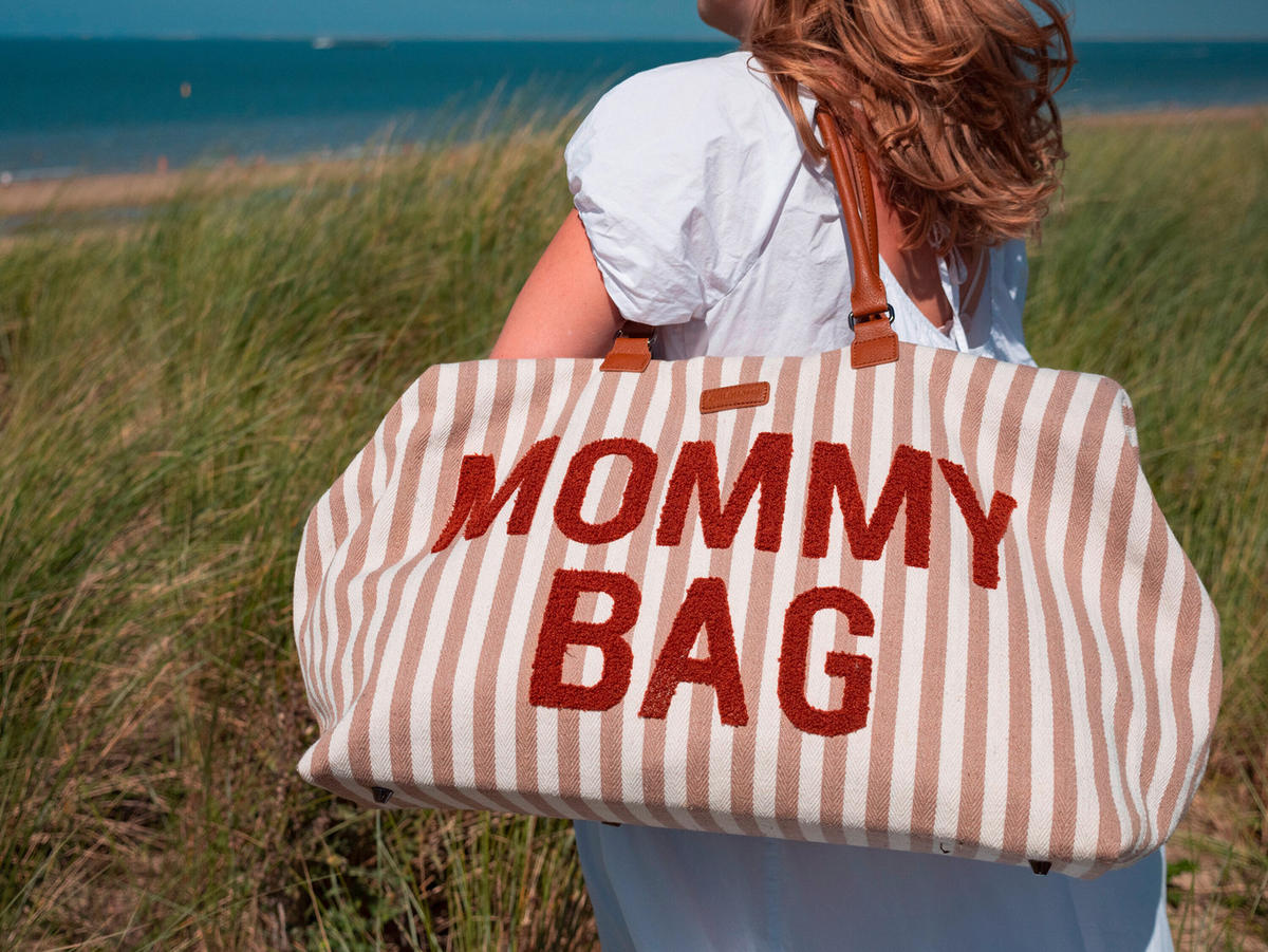 WICKELTASCHE Mommy Bag Terracotta Nude Streifen  - Beige/Terracotta, KONVENTIONELL, Kunststoff/Textil (55/30/40cm) - Childhome