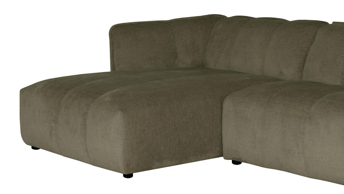 ECKSOFA LIVOLI in Chenille Grün  306/160 cm  - Schwarz/Grün, Design, Textil (306/160cm) - MID.YOU