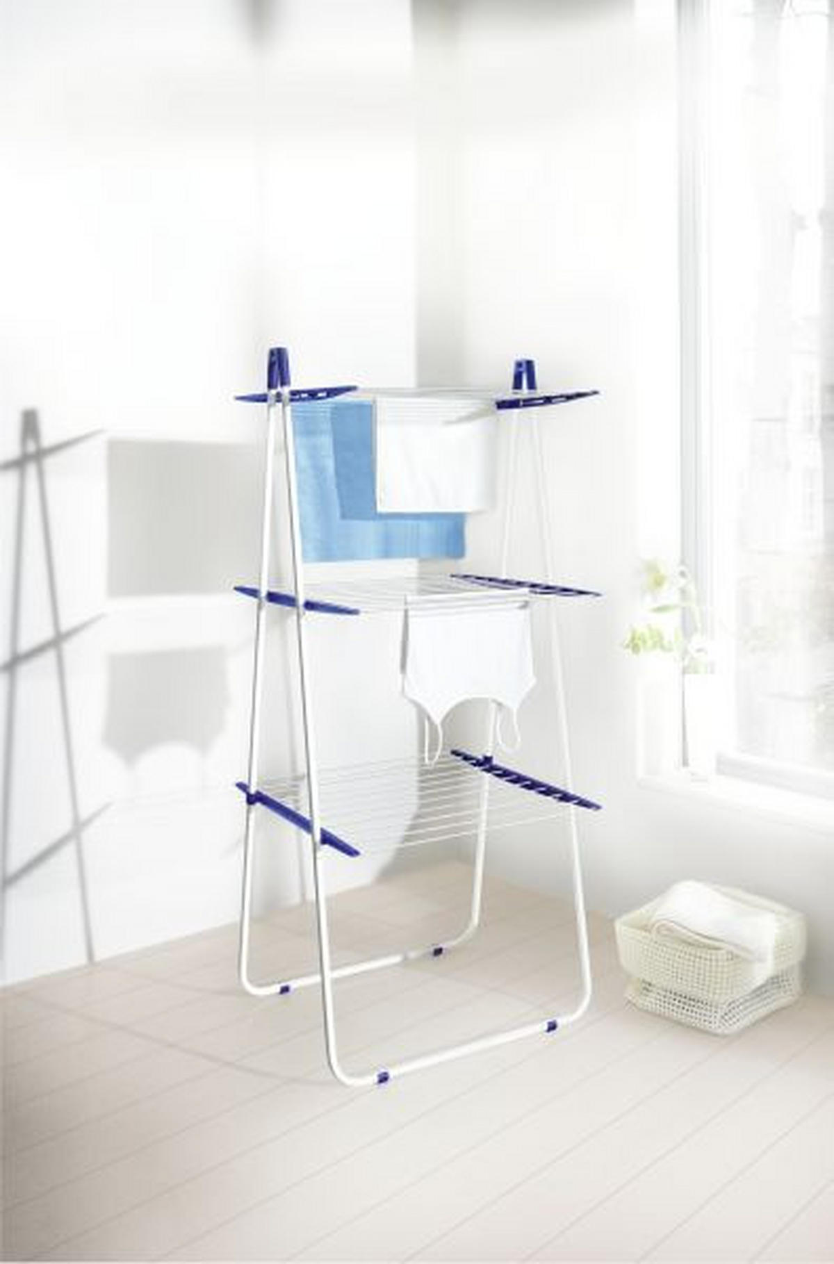 USCĂTOR DE RUFE VERTICAL - albastru/alb, Basics (155/66/61cm) - Leifheit