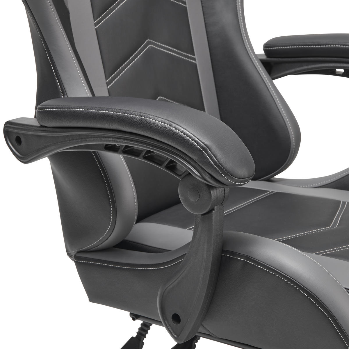 GAMINGSTUHL  in Lederlook Grau, Schwarz  - Schwarz/Grau, Lifestyle, Kunststoff/Textil (64/124-134/70cm) - MID.YOU