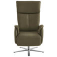 RELAXSESSEL in Leder Olivgrün  - Edelstahlfarben/Olivgrün, Design, Leder/Metall (70/124/85cm) - Cantus
