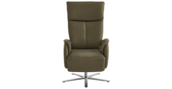 RELAXSESSEL in Leder Olivgrün - Edelstahlfarben/Olivgrün, Design, Leder/Metall (70/124/85cm) - Cantus