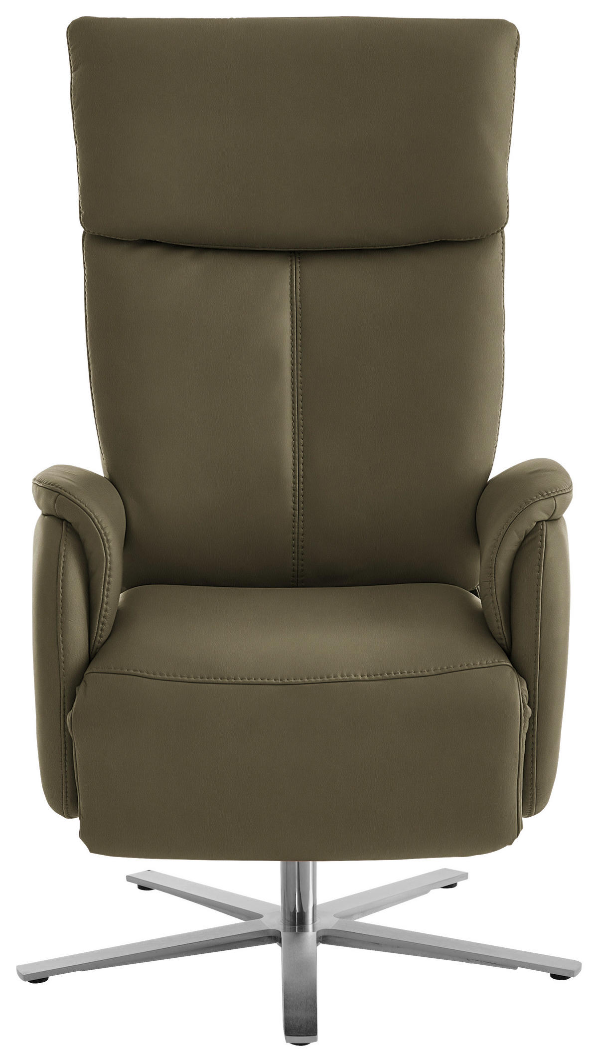 RELAXSESSEL in Leder Olivgrün  - Edelstahlfarben/Olivgrün, Design, Leder/Metall (70/124/85cm) - Cantus