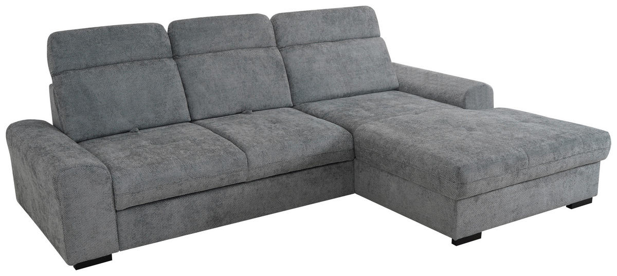 ECKSOFA Grau Chenille  - Schwarz/Grau, KONVENTIONELL, Holz/Textil (286/203cm) - MID.YOU