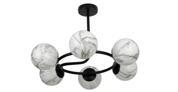 DECKENLEUCHTE Sirius 67/44 cm  - Schwarz/Weiß, Design, Glas (67/44cm) - Dieter Knoll