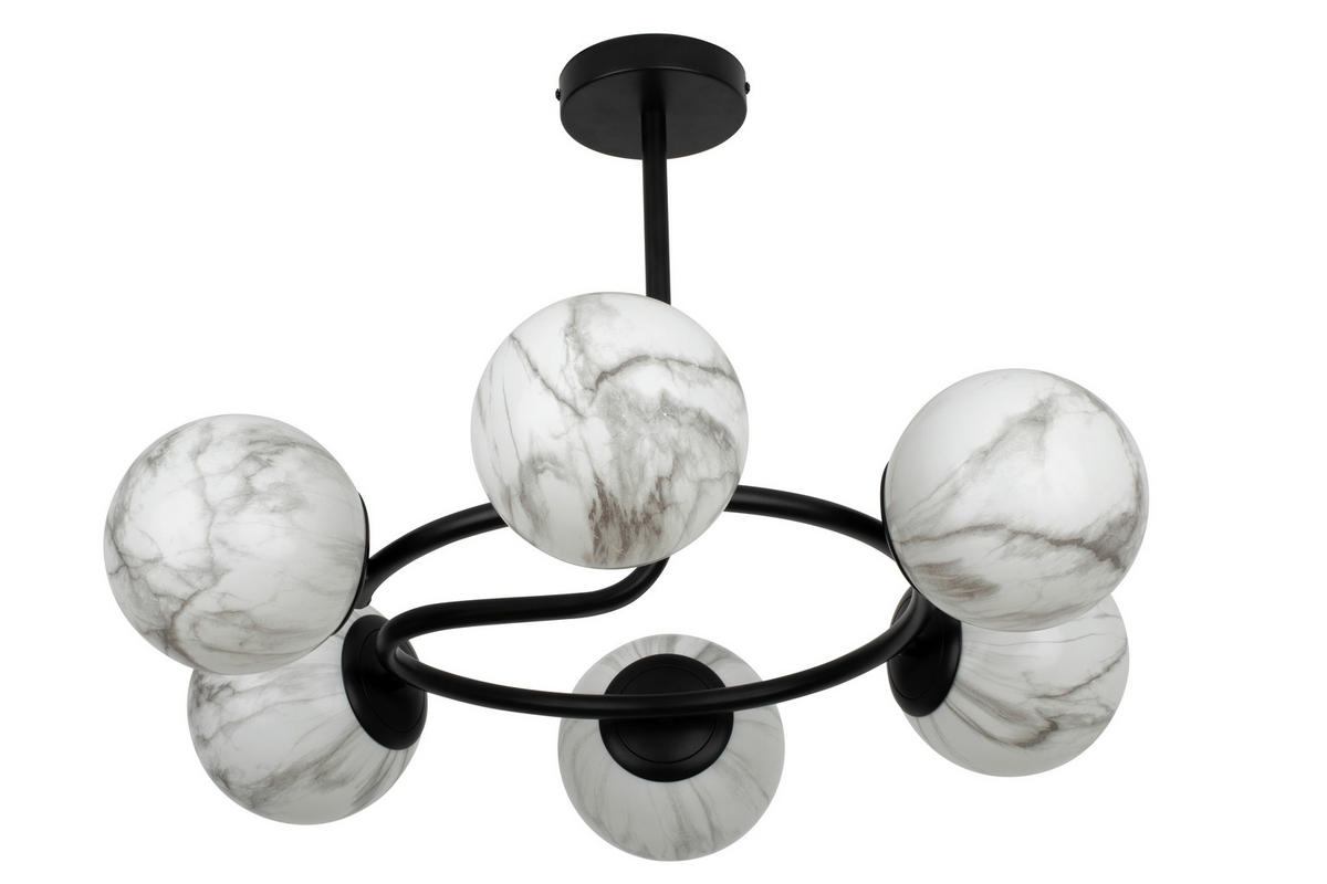 DECKENLEUCHTE Sirius 67/44 cm  - Schwarz/Weiß, Design, Glas (67/44cm) - Dieter Knoll